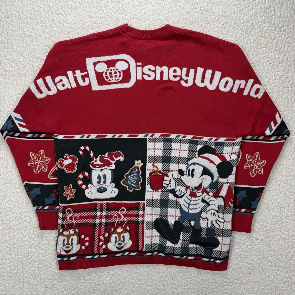Disney Spirit Jersey Christmas Sweater Women's S Red Mickey Holiday - Picture 3 of 8